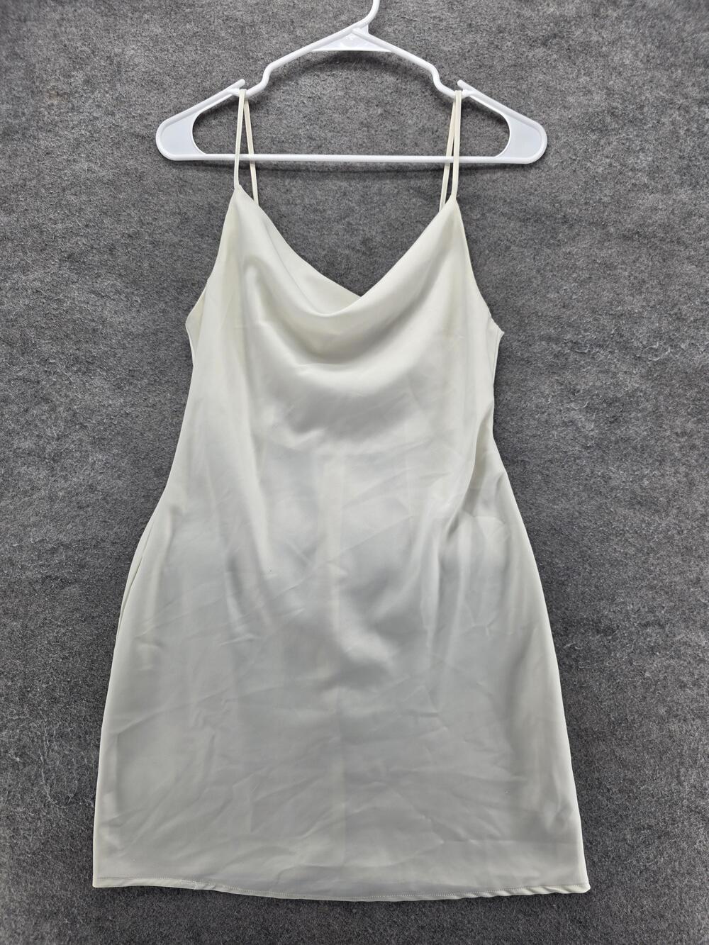 Urban Outfitters Dress Womens S White Slip Dress Satin Lined Cowl Neck